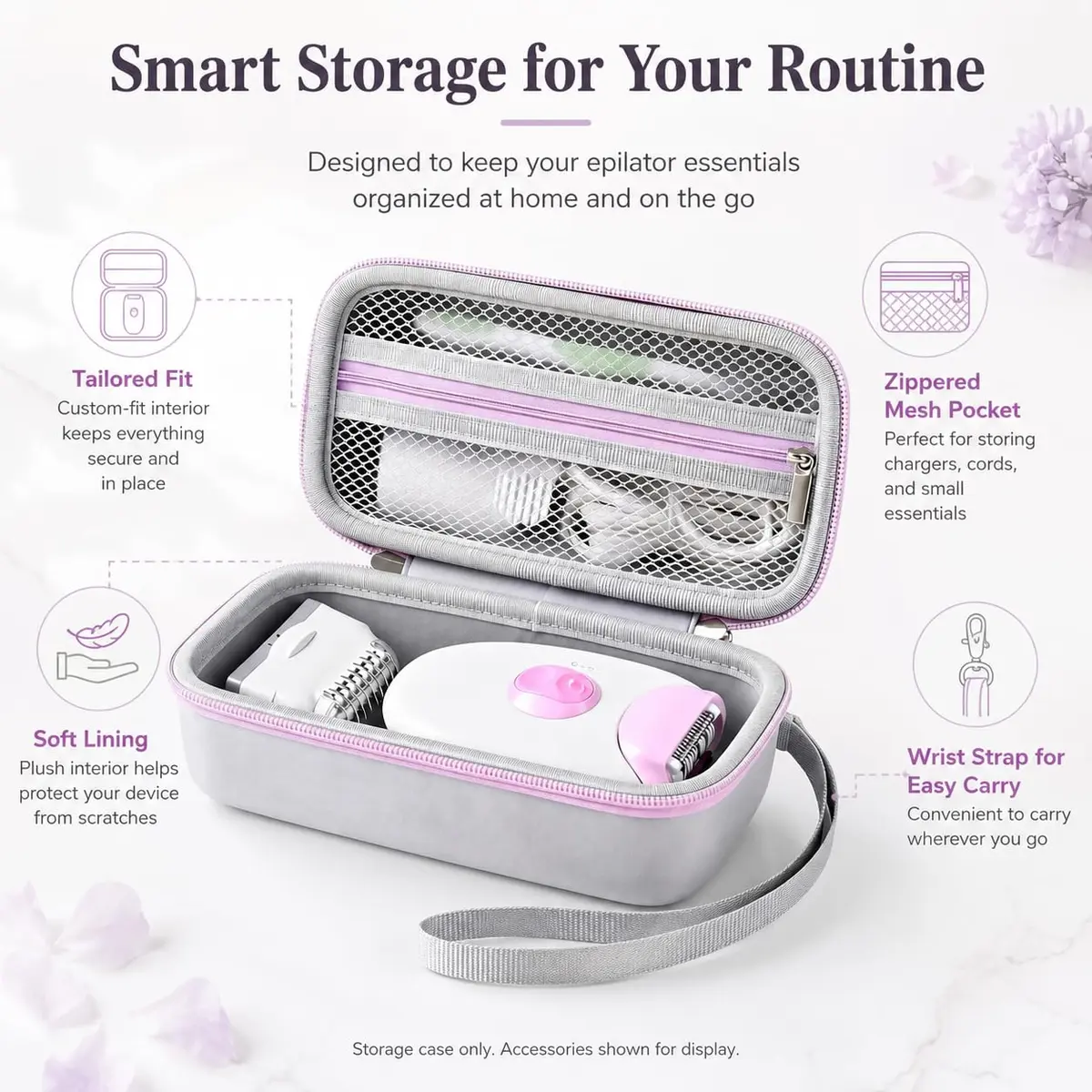 Casmilee Hard Epilator Case for Braun Silk-epil 3/3-270, Off-white | Protective Organizer for Women's Hair Removal Devices & Accessories - view 5