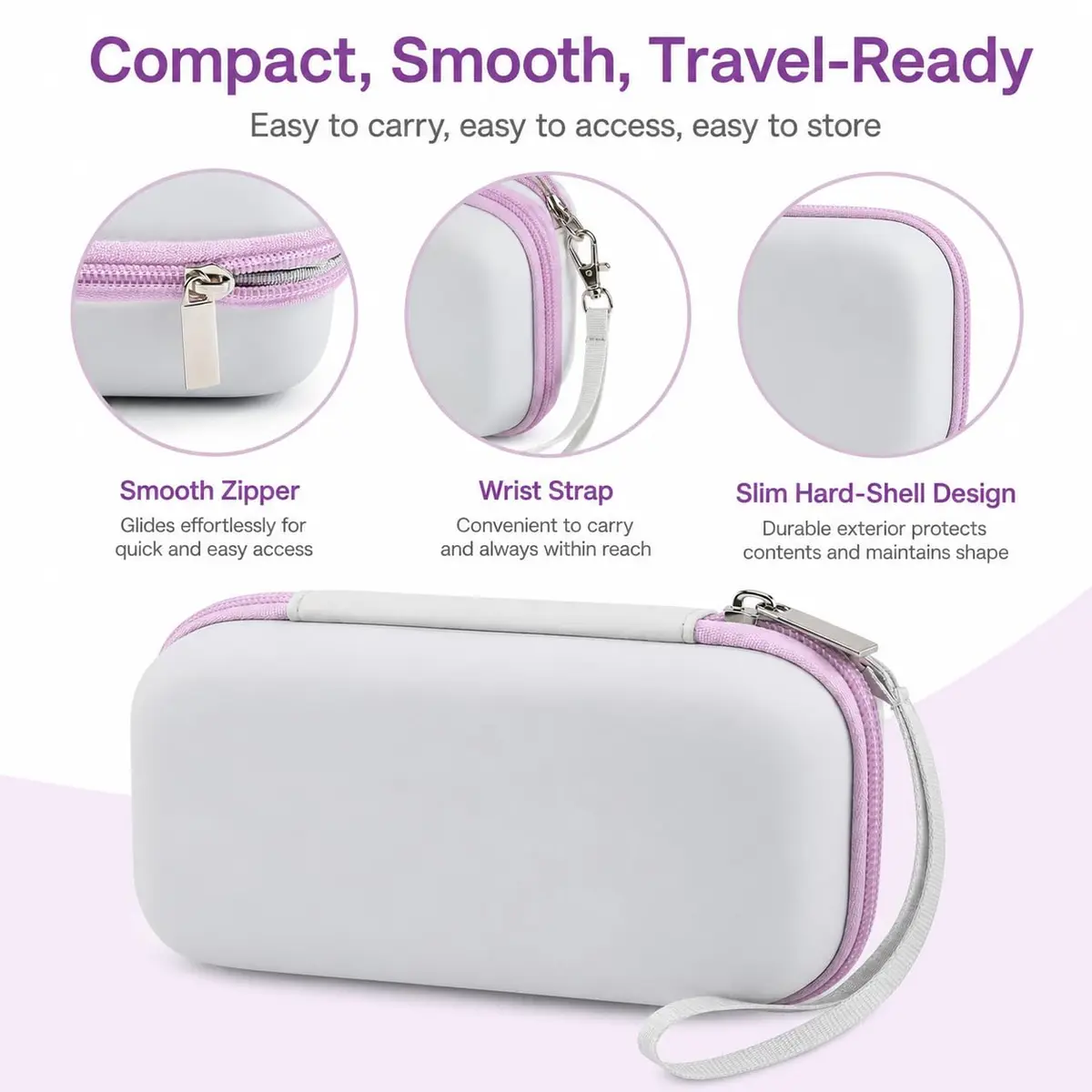 Casmilee Hard Epilator Case for Braun Silk-epil 3/3-270, Off-white | Protective Organizer for Women's Hair Removal Devices & Accessories - view 6