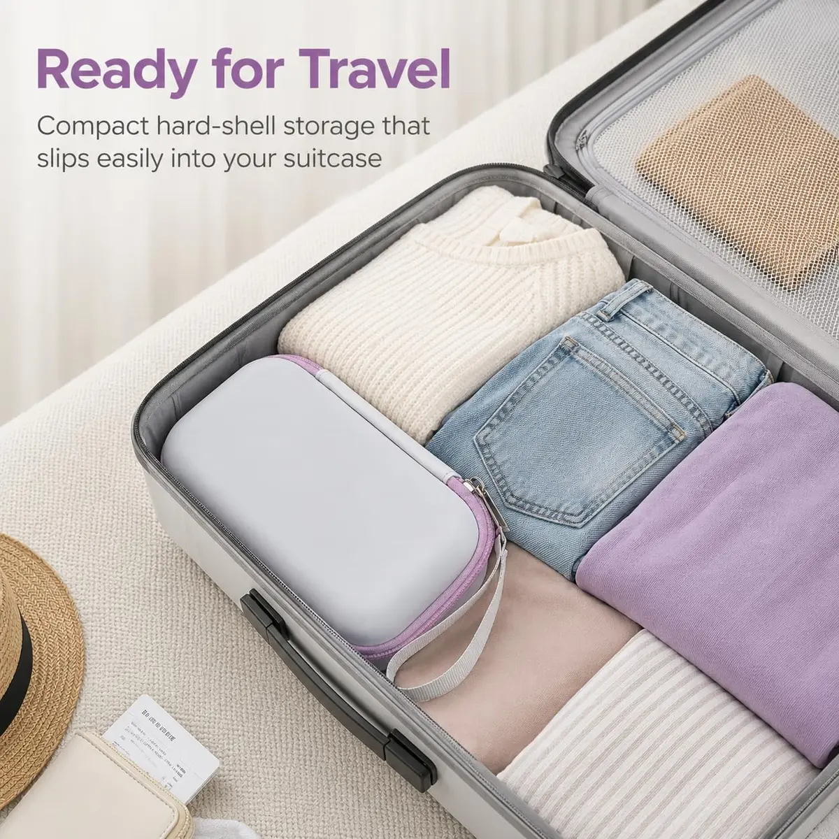 Casmilee Hard Epilator Case for Braun Silk-epil 3/3-270, Off-white | Protective Organizer for Women's Hair Removal Devices & Accessories - view 7