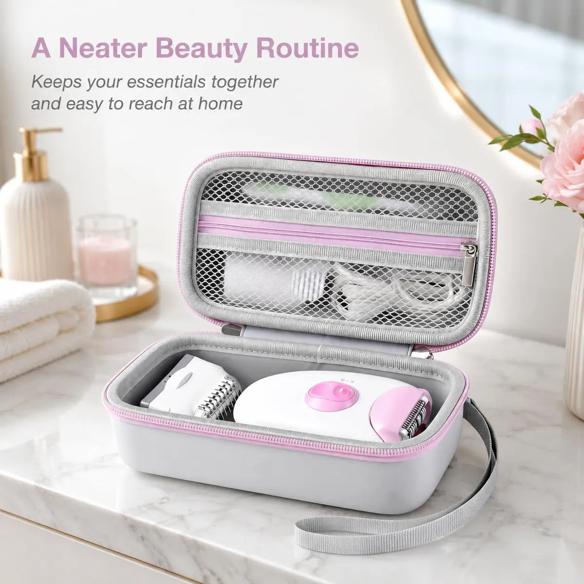 Casmilee Hard Epilator Case for Braun Silk-epil 3/3-270, Off-white | Protective Organizer for Women's Hair Removal Devices & Accessories - view 8