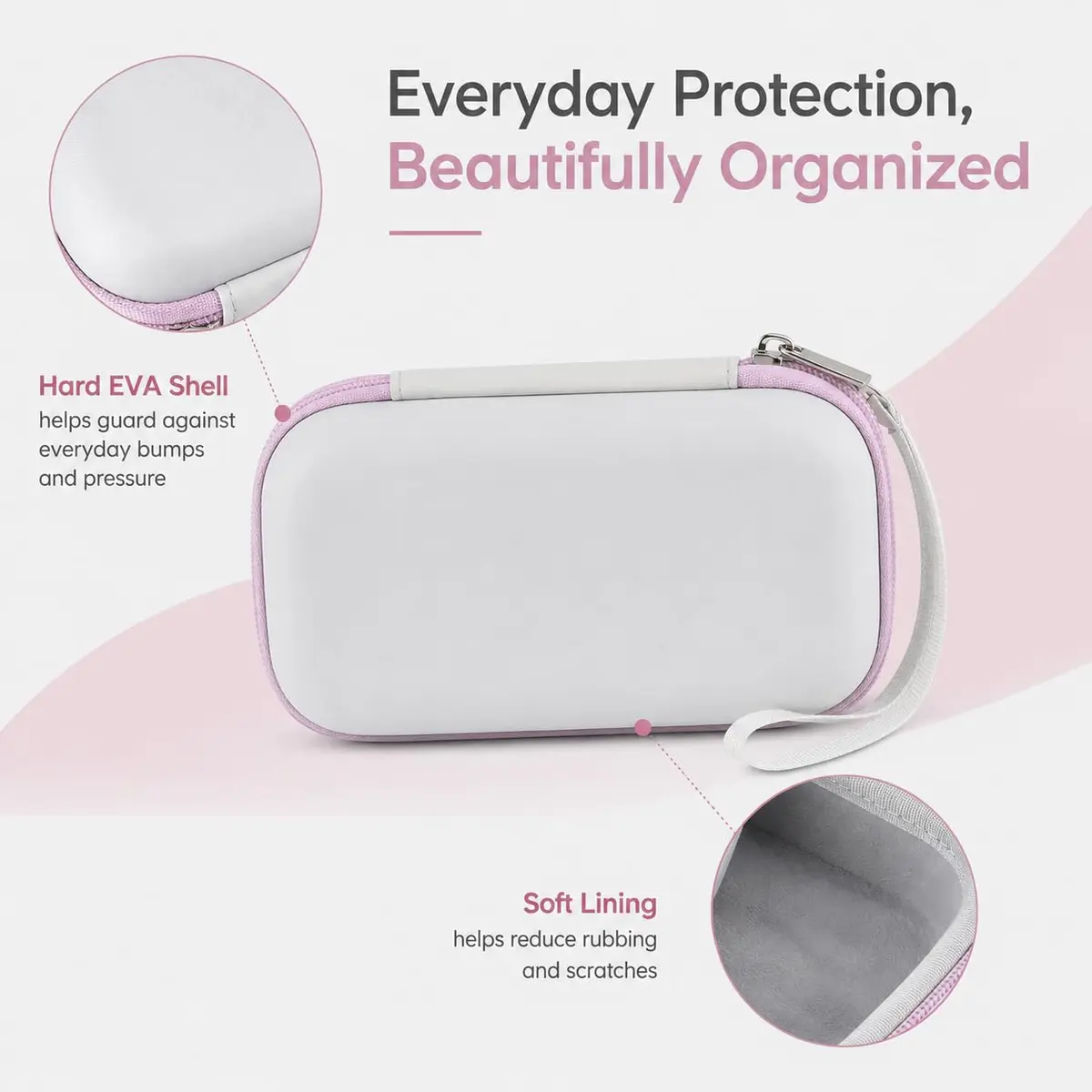 Casmilee Hard Epilator Case for Braun Silk-epil 3/3-270, Off-white | Protective Organizer for Women's Hair Removal Devices & Accessories - view 4