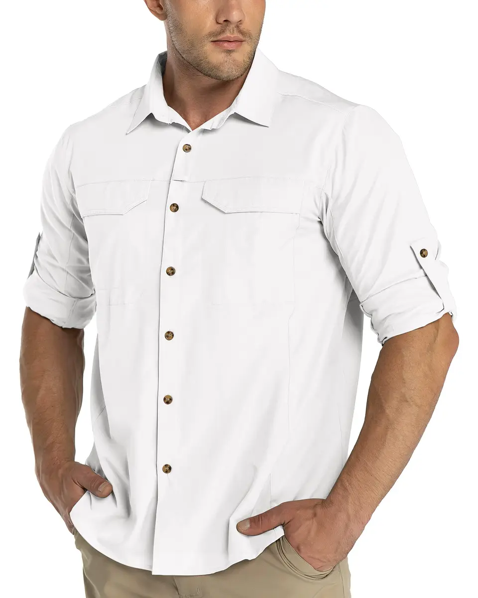 33,000ft Men's White Long Sleeve Hiking Shirt UPF 50+ | Quick Dry & Breathable - main product image
