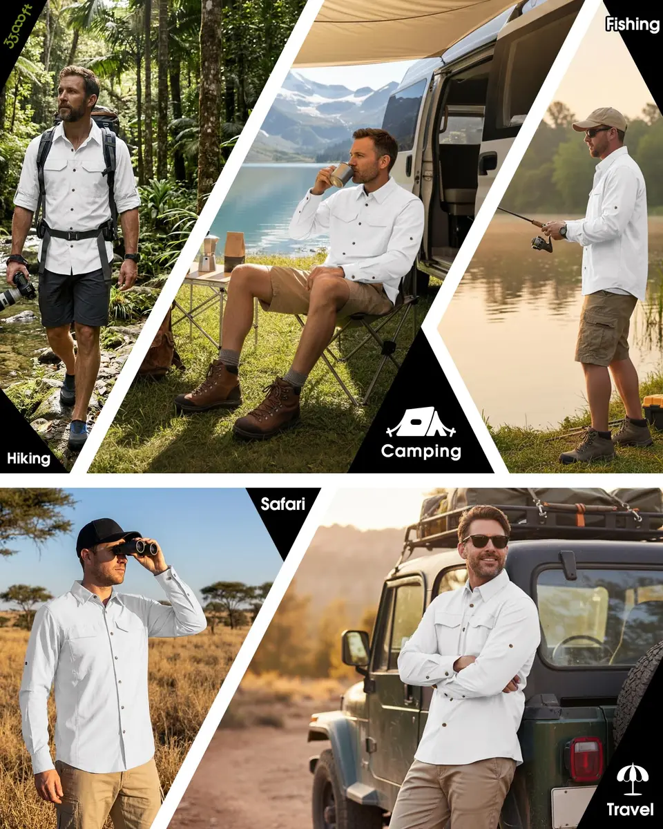33,000ft Men's White Long Sleeve Hiking Shirt UPF 50+ | Quick Dry & Breathable - view 2