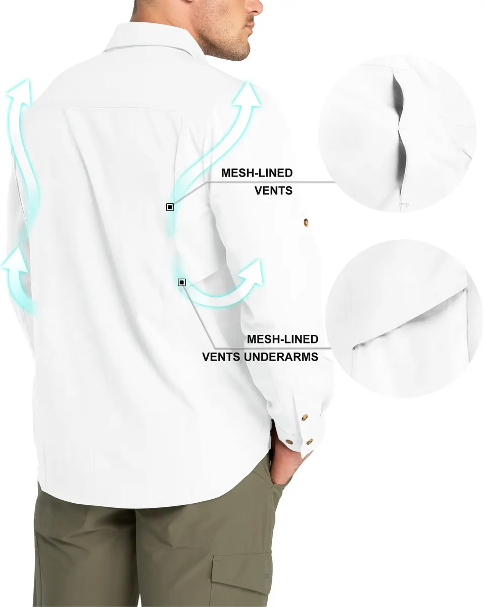 33,000ft Men's White Long Sleeve Hiking Shirt UPF 50+ | Quick Dry & Breathable - view 4