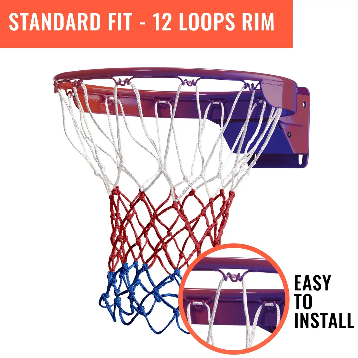 Ultra Sporting Goods Heavy Duty Basketball Net Replacement | All Weather Anti Whip, Fits Standard Indoor or Outdoor Rims (21 inches, 12 loops) - view 6