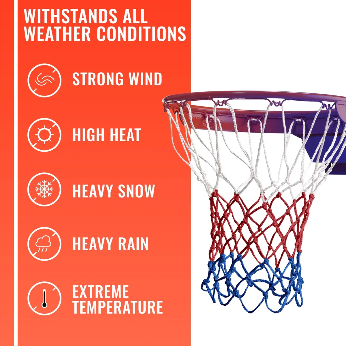 Ultra Sporting Goods Heavy Duty Basketball Net Replacement | All Weather Anti Whip, Fits Standard Indoor or Outdoor Rims (21 inches, 12 loops) - view 3