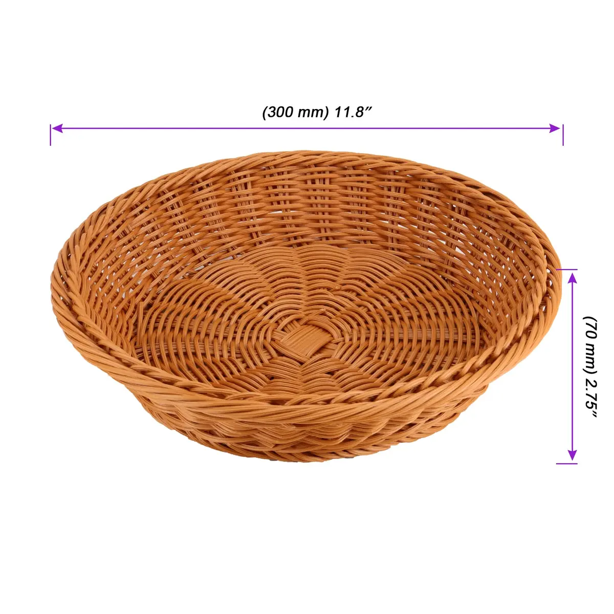 JAPCHET 4 Pack 11.8 Inch Round Wicker Bread Basket | Imitation Rattan Food Organizer for Home & Kitchen - view 2