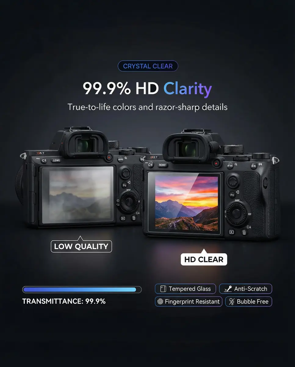 iDaPro Screen Protector for Sony Alpha A7 IV/ZV-E1/ZV-E10 II, 9H Glass | Scratch & Drop Resistant, Ultra Clear, Easy Install - view 5