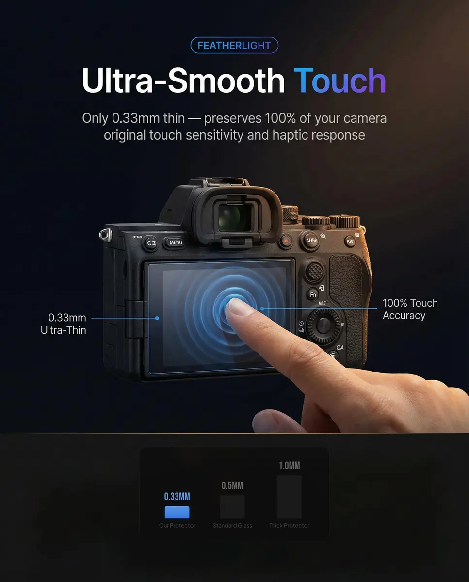 iDaPro Screen Protector for Sony Alpha A7 IV/ZV-E1/ZV-E10 II, 9H Glass | Scratch & Drop Resistant, Ultra Clear, Easy Install - view 7