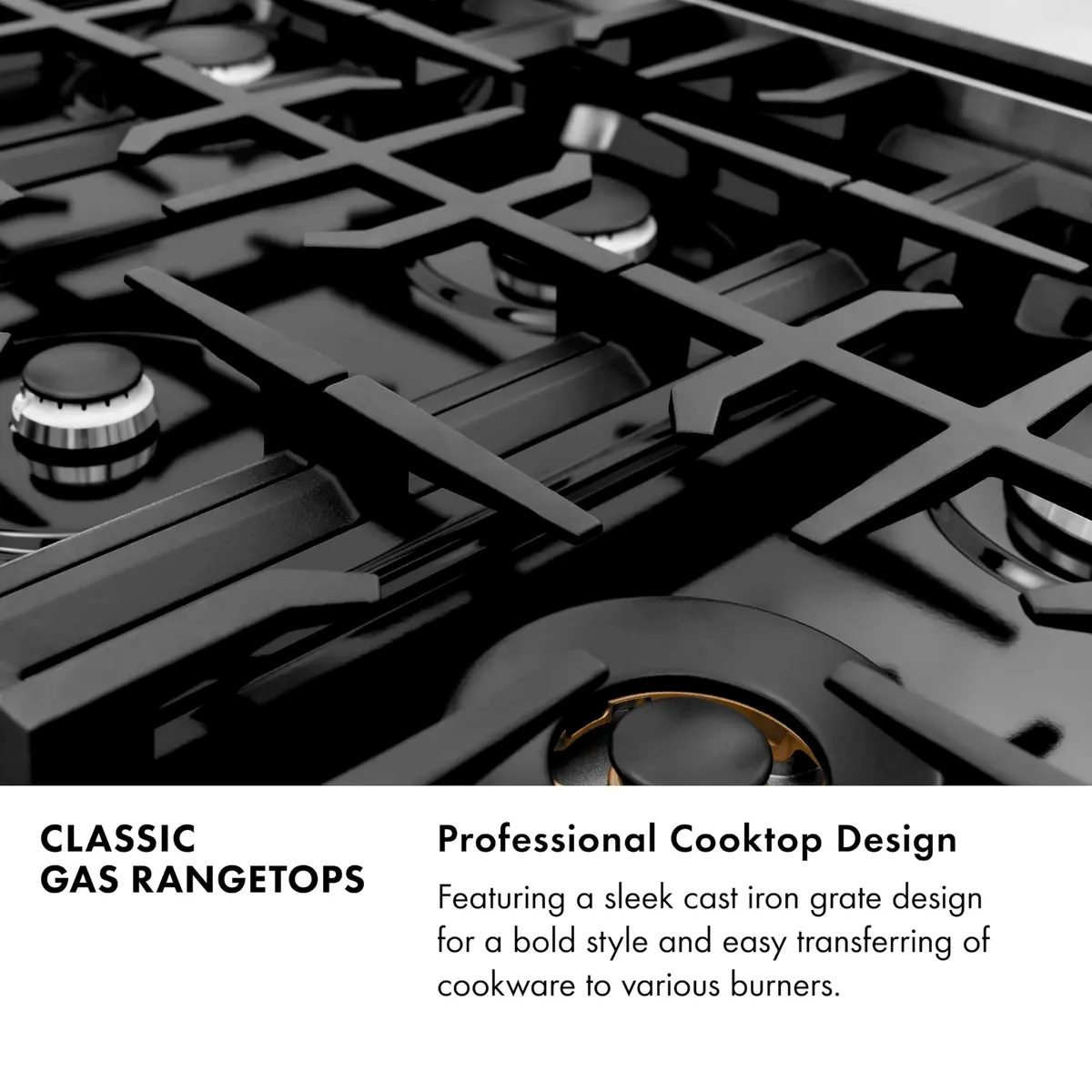 ZLINE 36 in. Legacy Gas Rangetop with 6 Burners & Porcelain Cooktop in Satin Stainless Steel | Champagne Bronze Accents - view 7