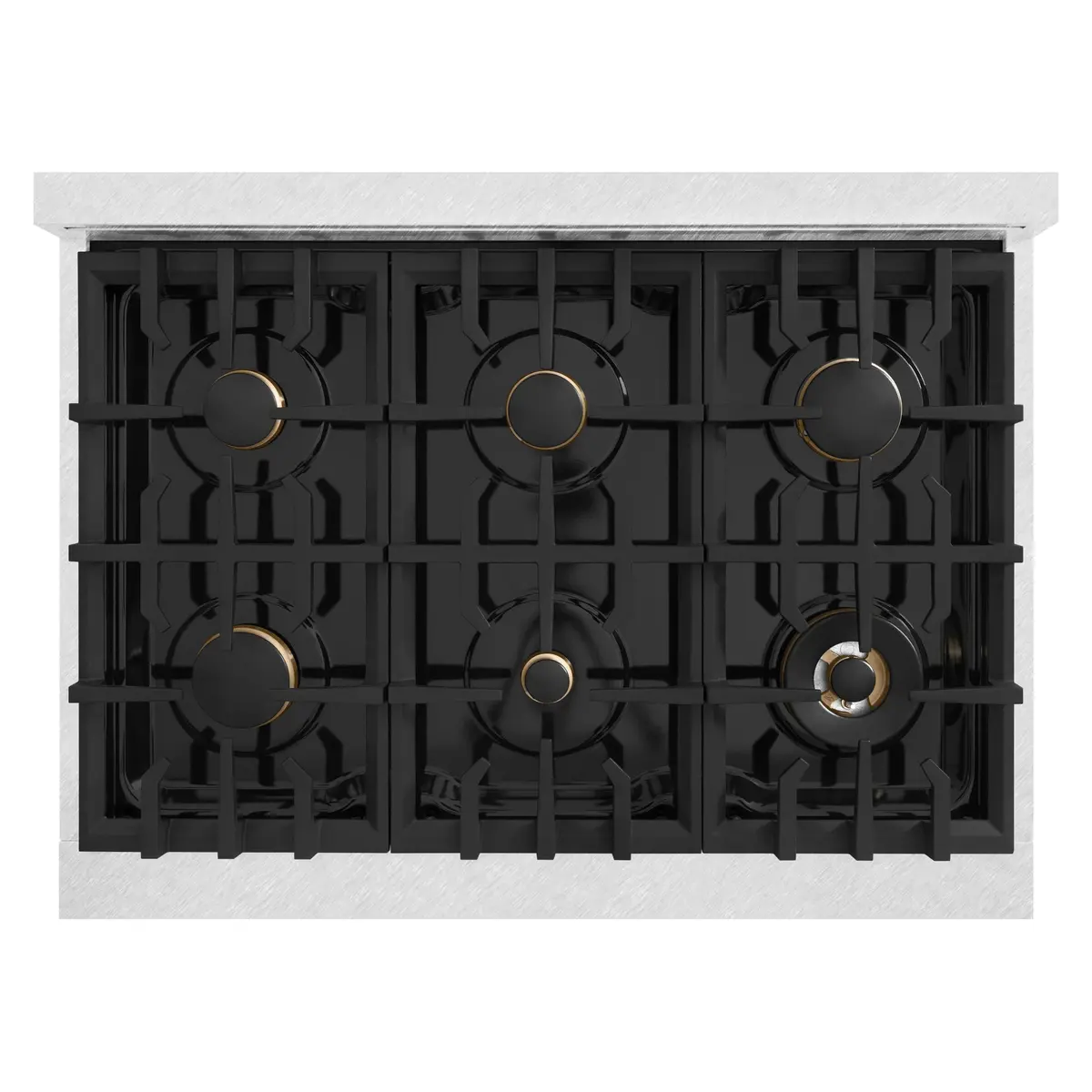 ZLINE 36 in. Legacy Gas Rangetop with 6 Burners & Porcelain Cooktop in Satin Stainless Steel | Champagne Bronze Accents - view 8