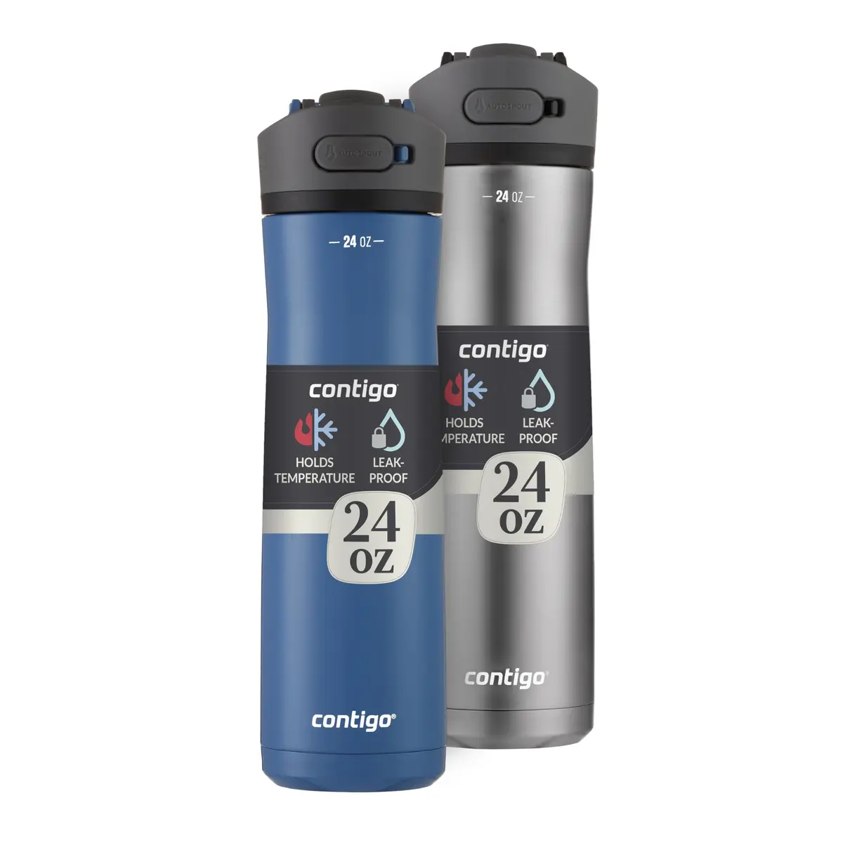 Contigo Ashland Chill 24oz (710ml) Stainless Steel Insulated Water Bottle 2-Pack | Keeps Cold 24 Hrs - main product image