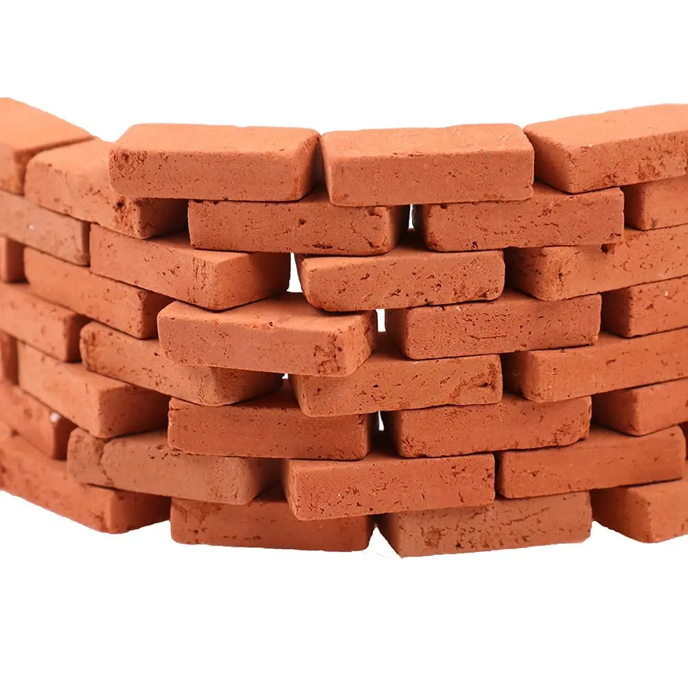 Haiabei 200 Pcs 1/16 Miniature Red Bricks | 16mm x 8mm x 4.5mm - main product image