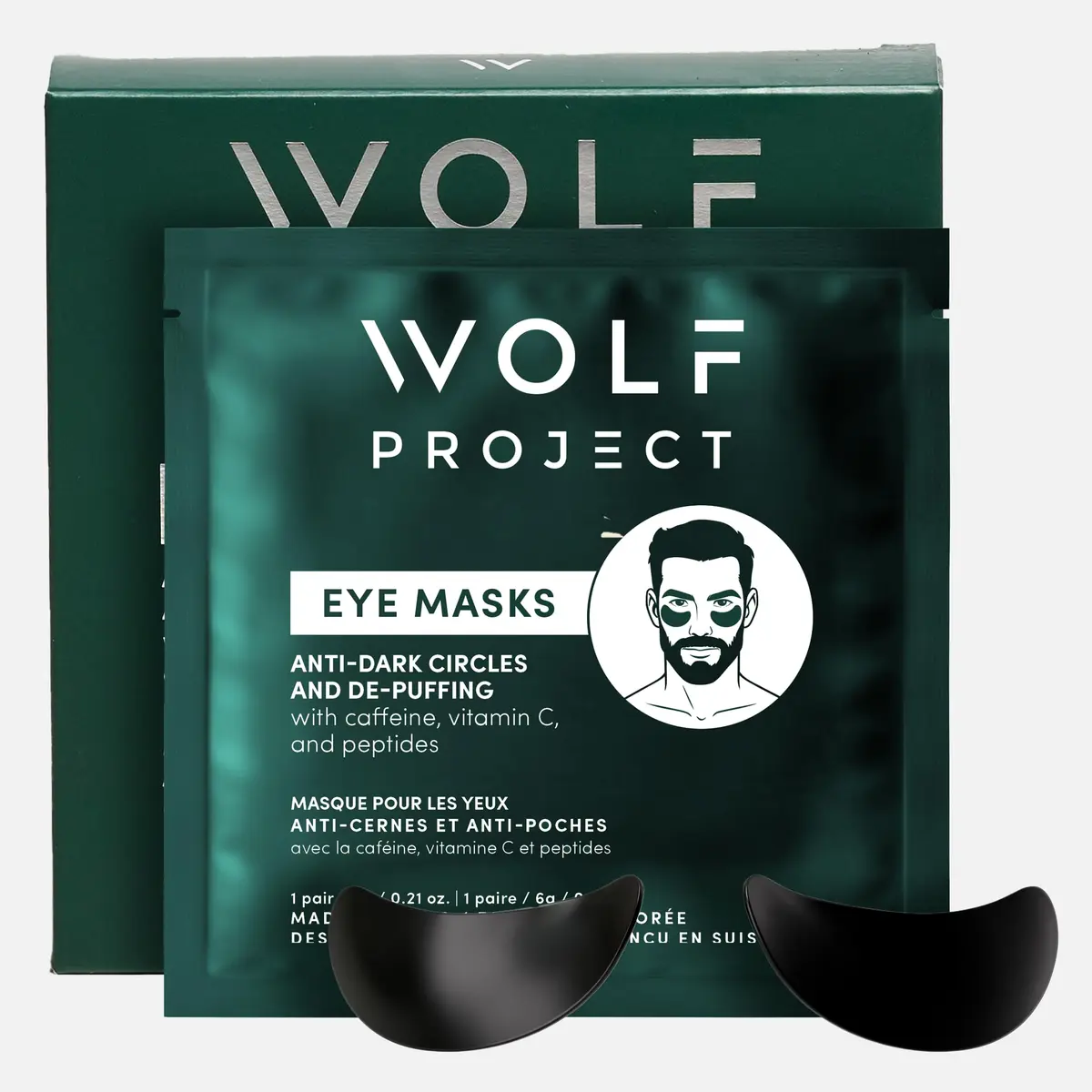 The Wolf Project Under Eye Patches for Dark Circles & Puffiness | Cooling Caffeine Gel Pads (5 Pairs) - main product image