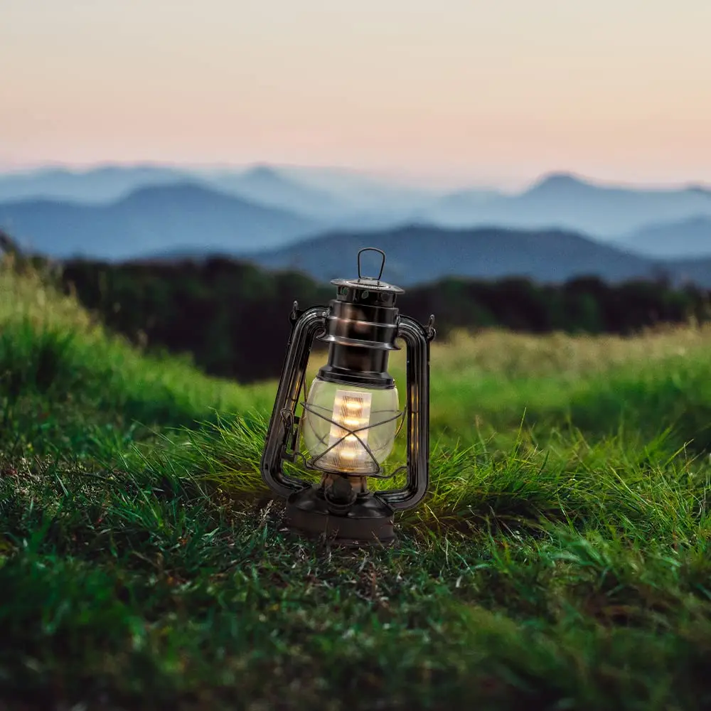 YAKii Vintage LED Hurricane Lantern 4.7"x9.5" (Copper 2 Pack) | Battery Operated Dimmer Switch for Rustic Ambiance - view 9