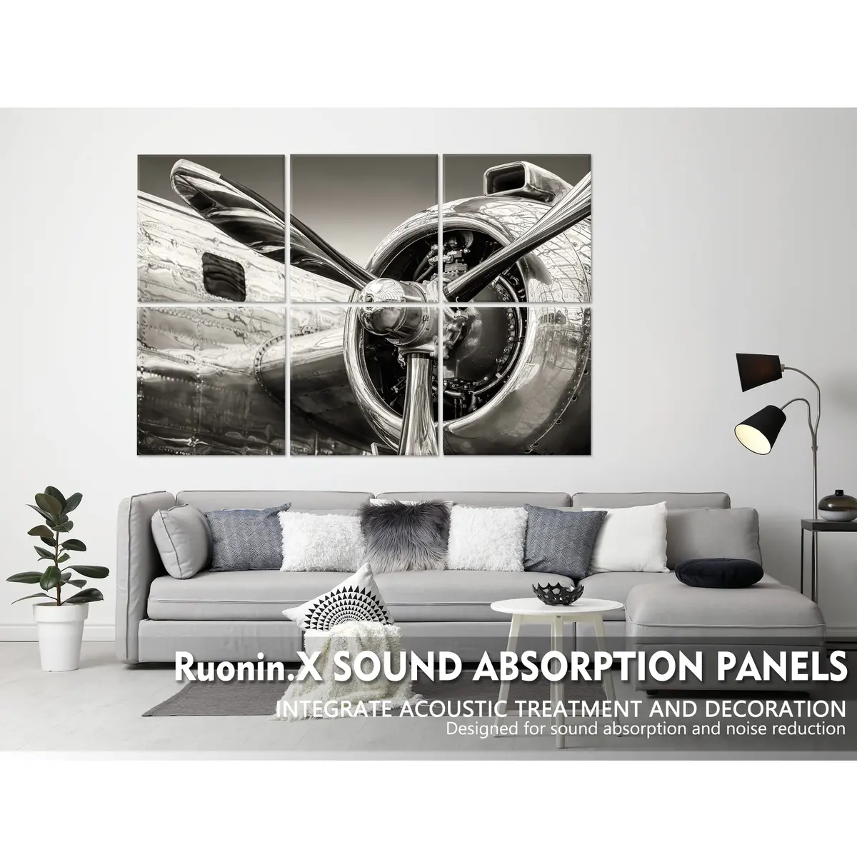 Ruonin.X Decorative Acoustic Wall Art Panels | Sound Absorbing & Fire-Resistant 72x48 inches - view 3