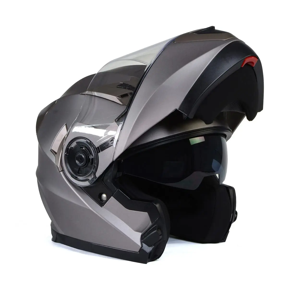 Milwaukee Helmets MPH9808DOT 'Ionized' Silver Motorcycle Modular Helmet X-Large | DOT Approved, Drop Down Visor - main product image