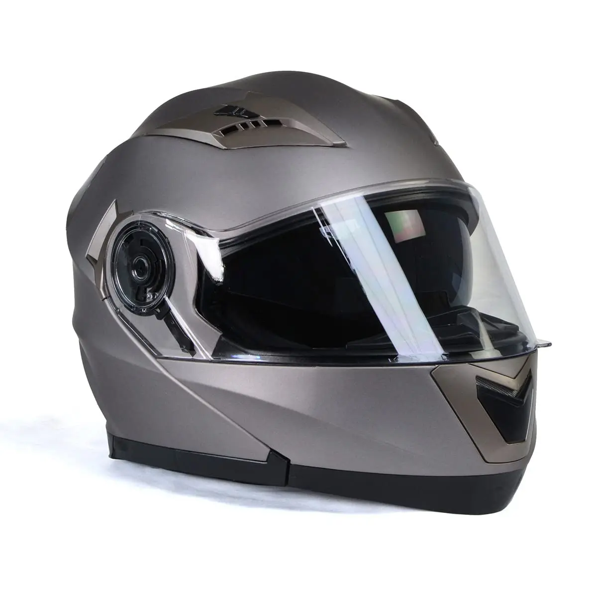Milwaukee Helmets MPH9808DOT 'Ionized' Silver Motorcycle Modular Helmet X-Large | DOT Approved, Drop Down Visor - view 8