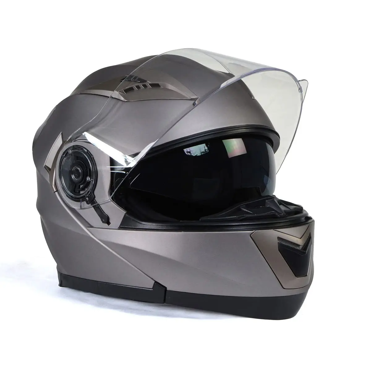Milwaukee Helmets MPH9808DOT 'Ionized' Silver Motorcycle Modular Helmet X-Large | DOT Approved, Drop Down Visor - view 9