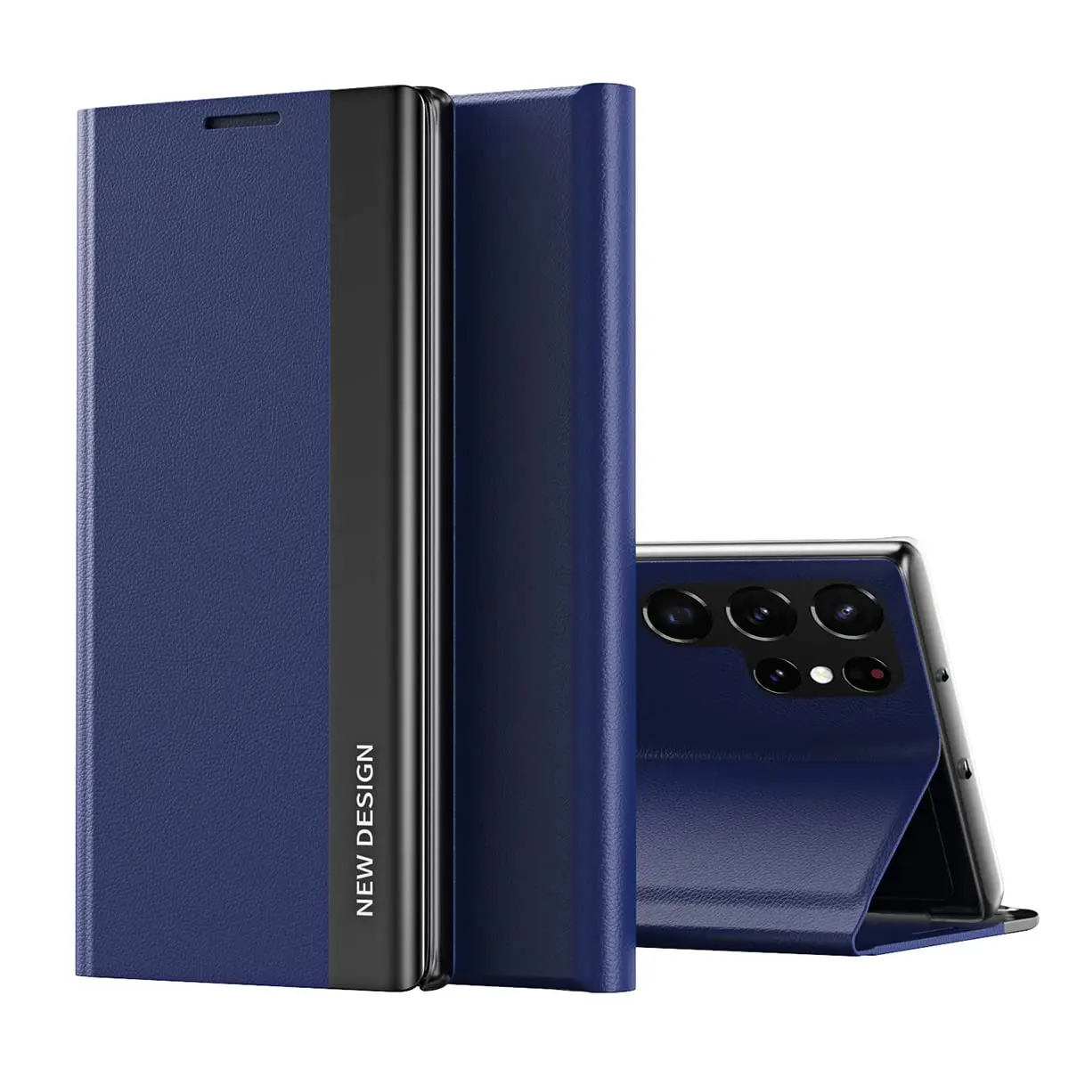 CCSmall Samsung Galaxy S22 Ultra PU Leather Flip Case with Stand CX Deep Blue | Slim, Durable & Wireless Charging Support - main product image