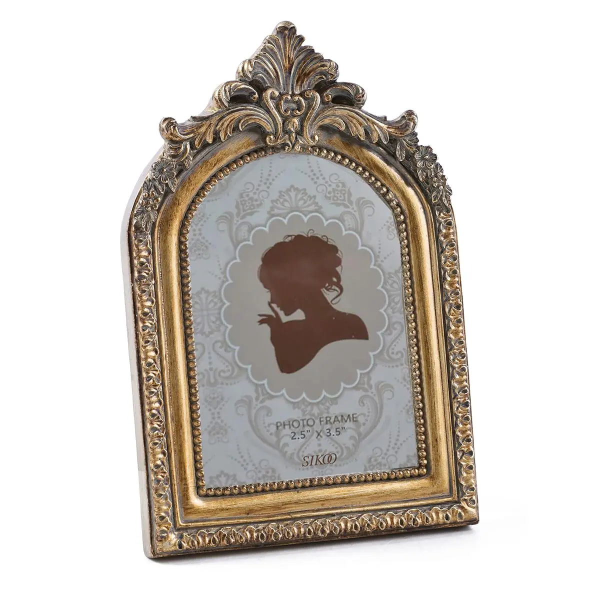 SIKOO Vintage Mini 2.5 × 3.5 Picture Frame Antique Bronze Gold | Resin with Glass Front - view 7