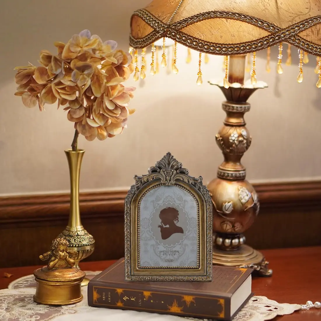 SIKOO Vintage Mini 2.5 × 3.5 Picture Frame Antique Bronze Gold | Resin with Glass Front - view 8