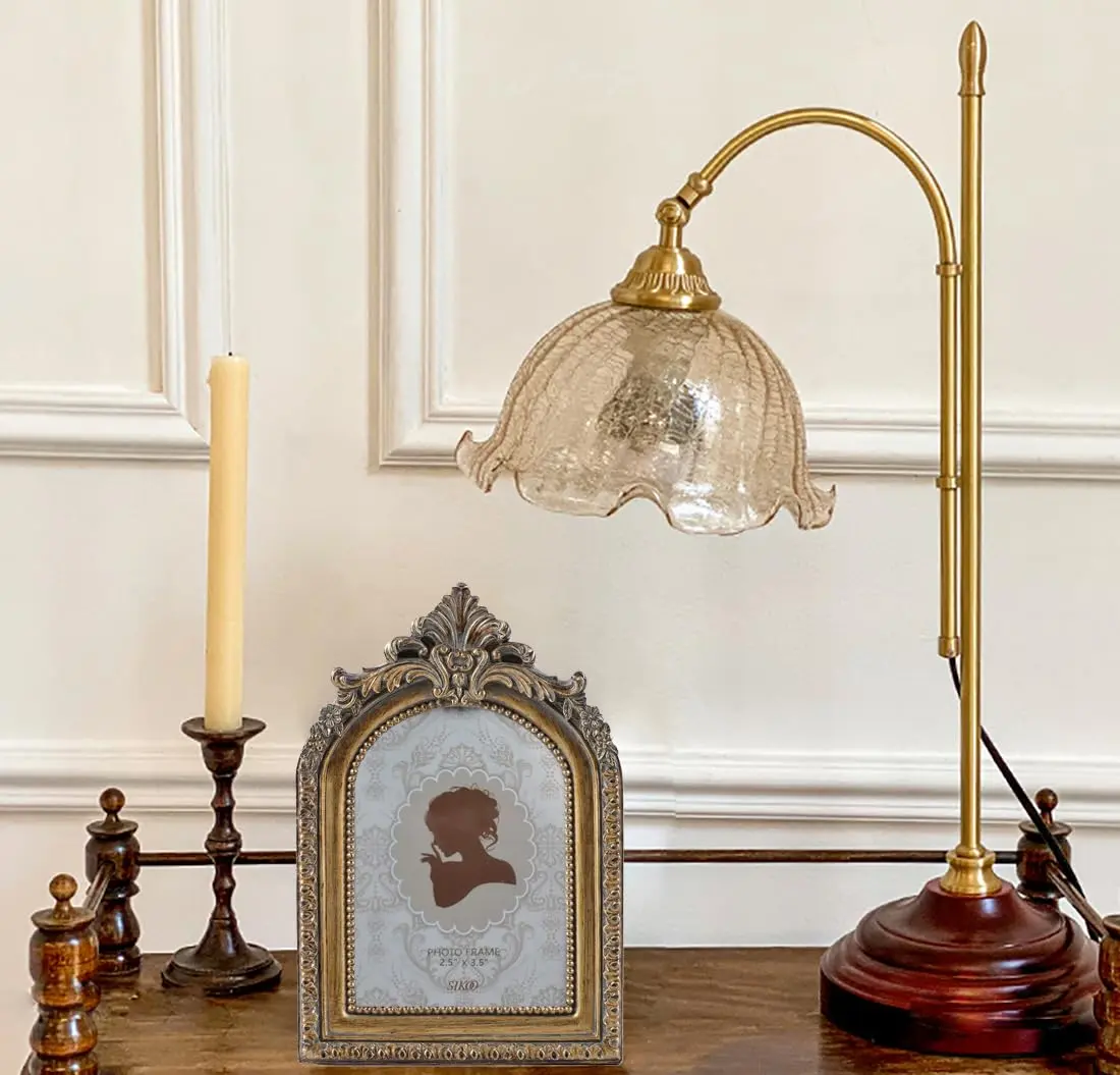 SIKOO Vintage Mini 2.5 × 3.5 Picture Frame Antique Bronze Gold | Resin with Glass Front - view 3