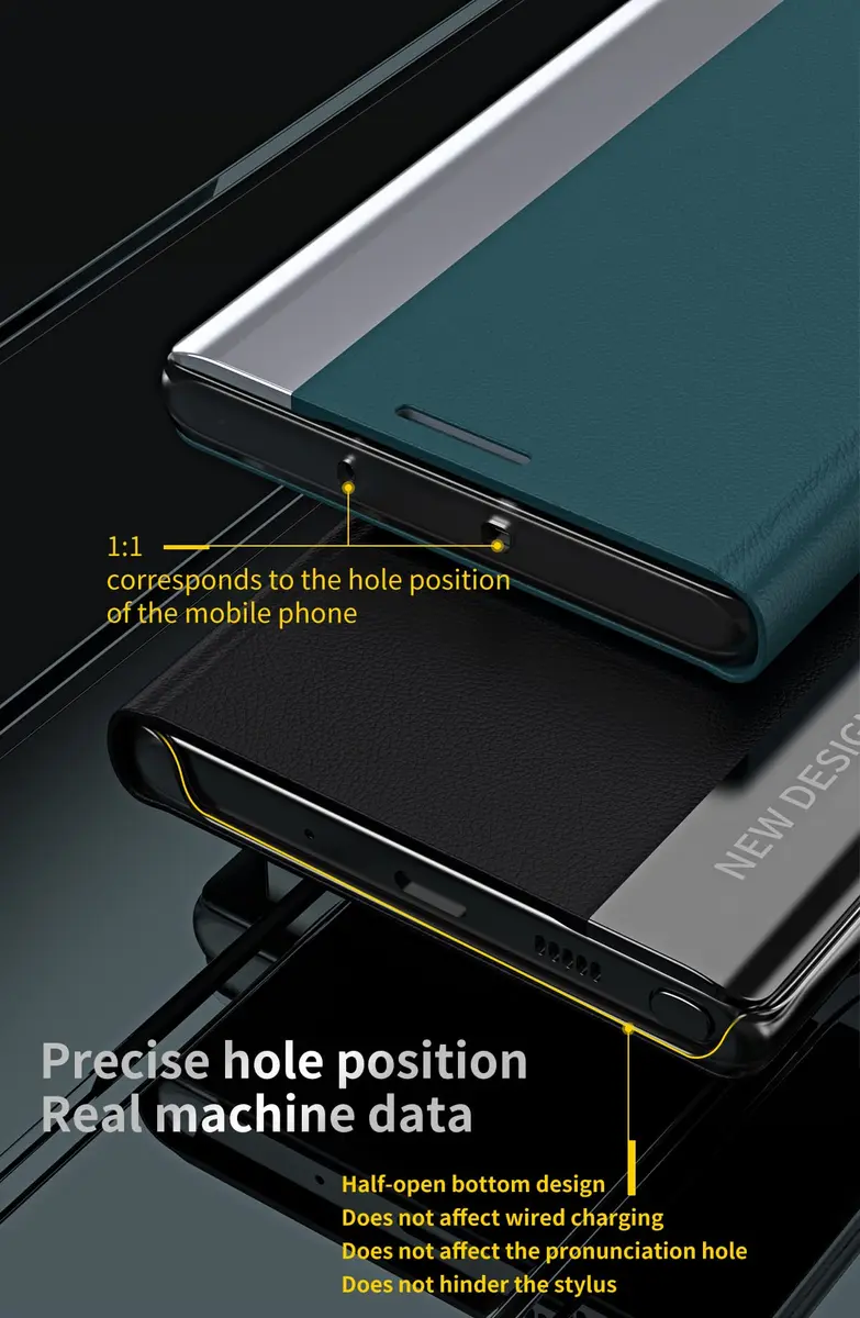 CCSmall for Samsung Galaxy S22 Ultra PU Leather Flip Case with Stand CX Yellow | Luxury Leather Phone Cover - view 5