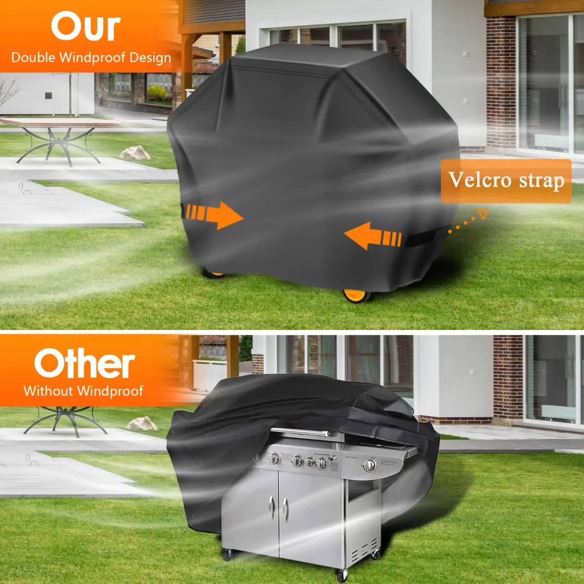 Aoretic 58 inch BBQ Grill Cover | Waterproof, Anti-UV, Windproof Polyester for Weber, Char-Broil, Monument, Dyna-glo, Nexgrill - view 4