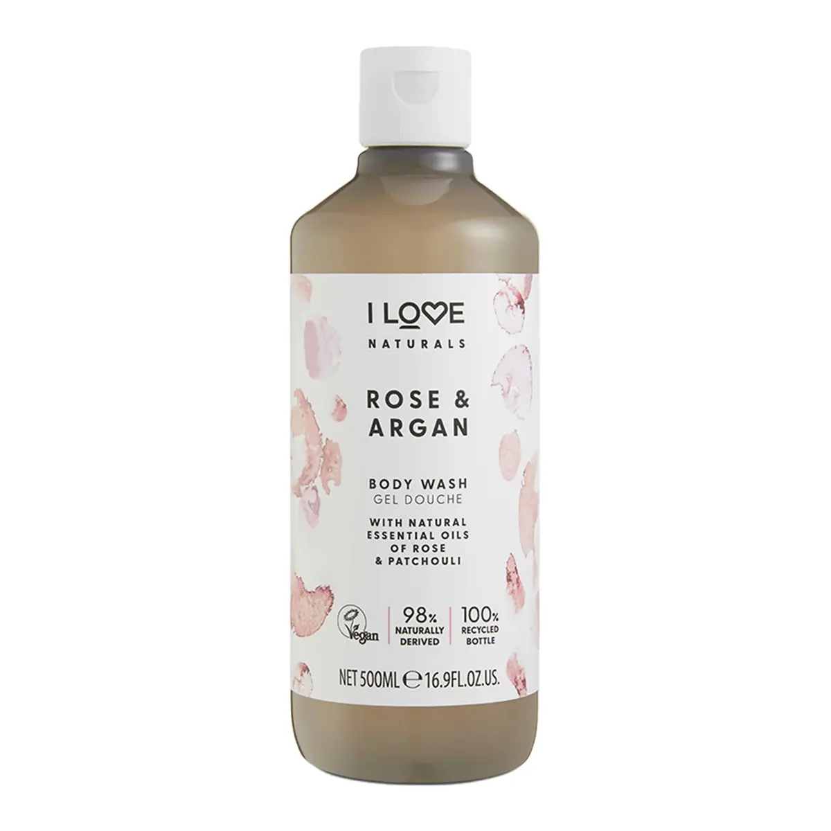 I LOVE Naturals Rose and Argan Body Wash - Moisturizing Plant-Based Cleanser - 16.9 oz | Enchanting Rose Scent & Deep Hydration - main product image