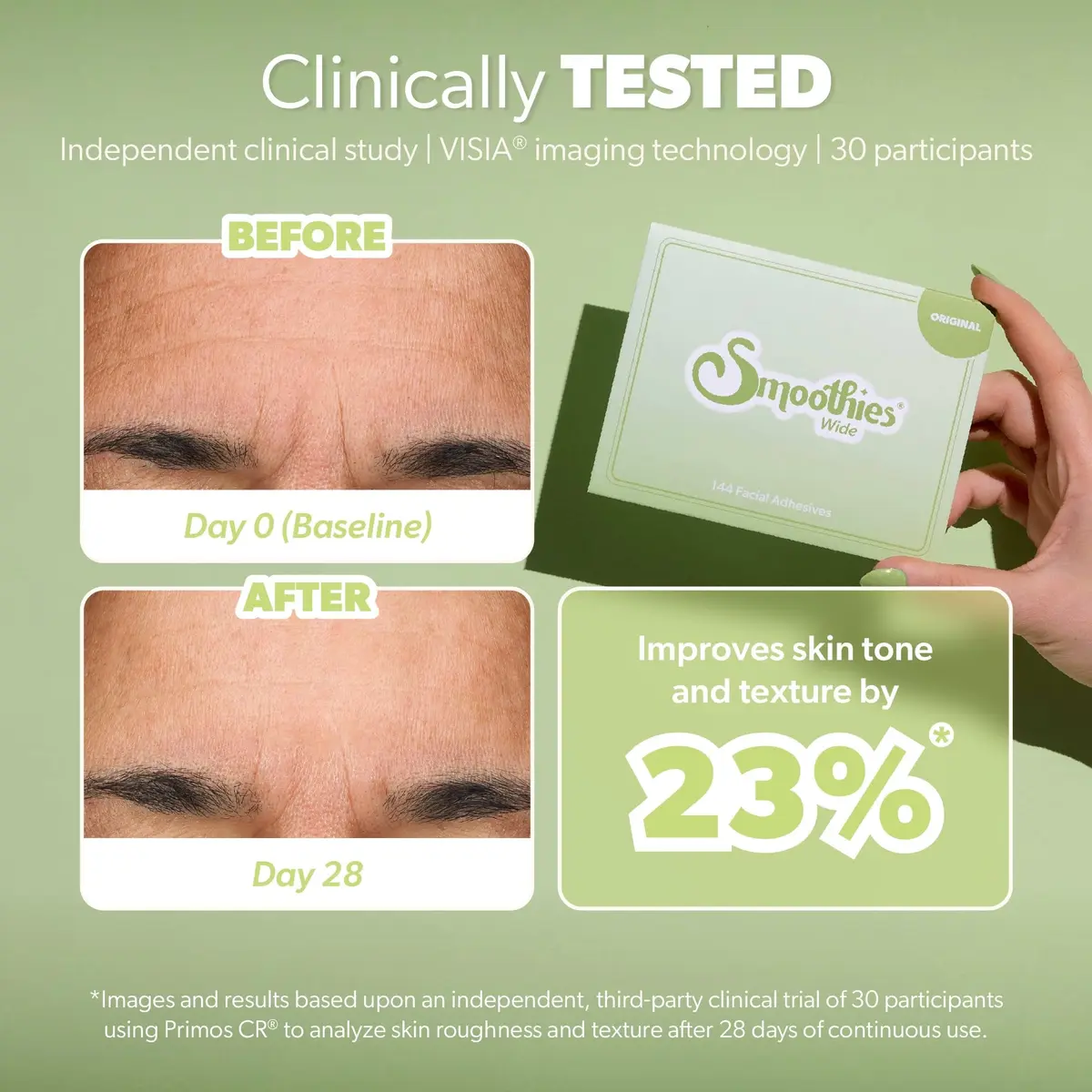 Smoothies Wide Wrinkle Patches for Face Overnight 144 Ct | Clinically Tested & Made in USA - view 2