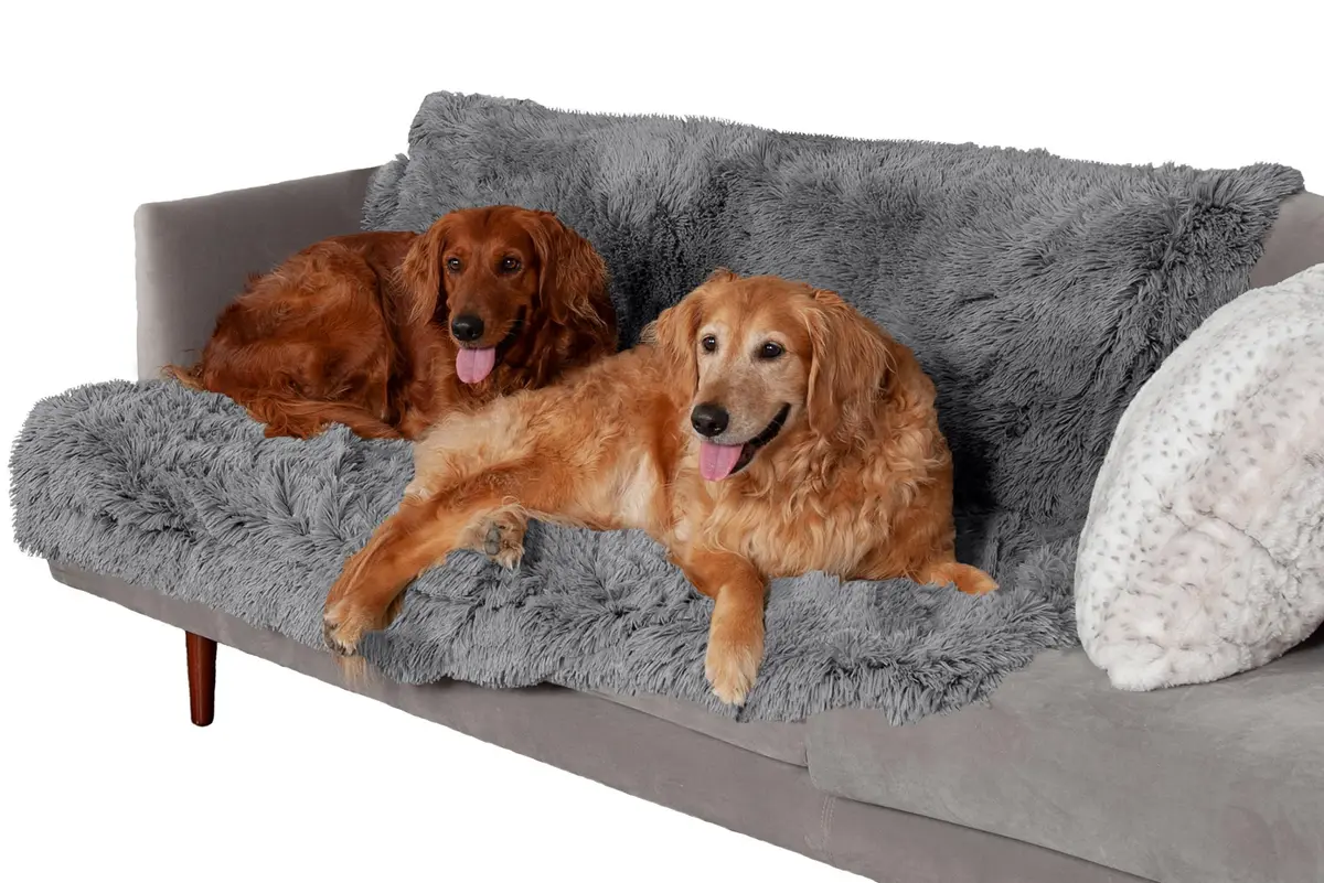 Furhaven Waterproof Pet Bed Mat Extra Large | Reversible Faux Fur & Velvet, Gray - main product image