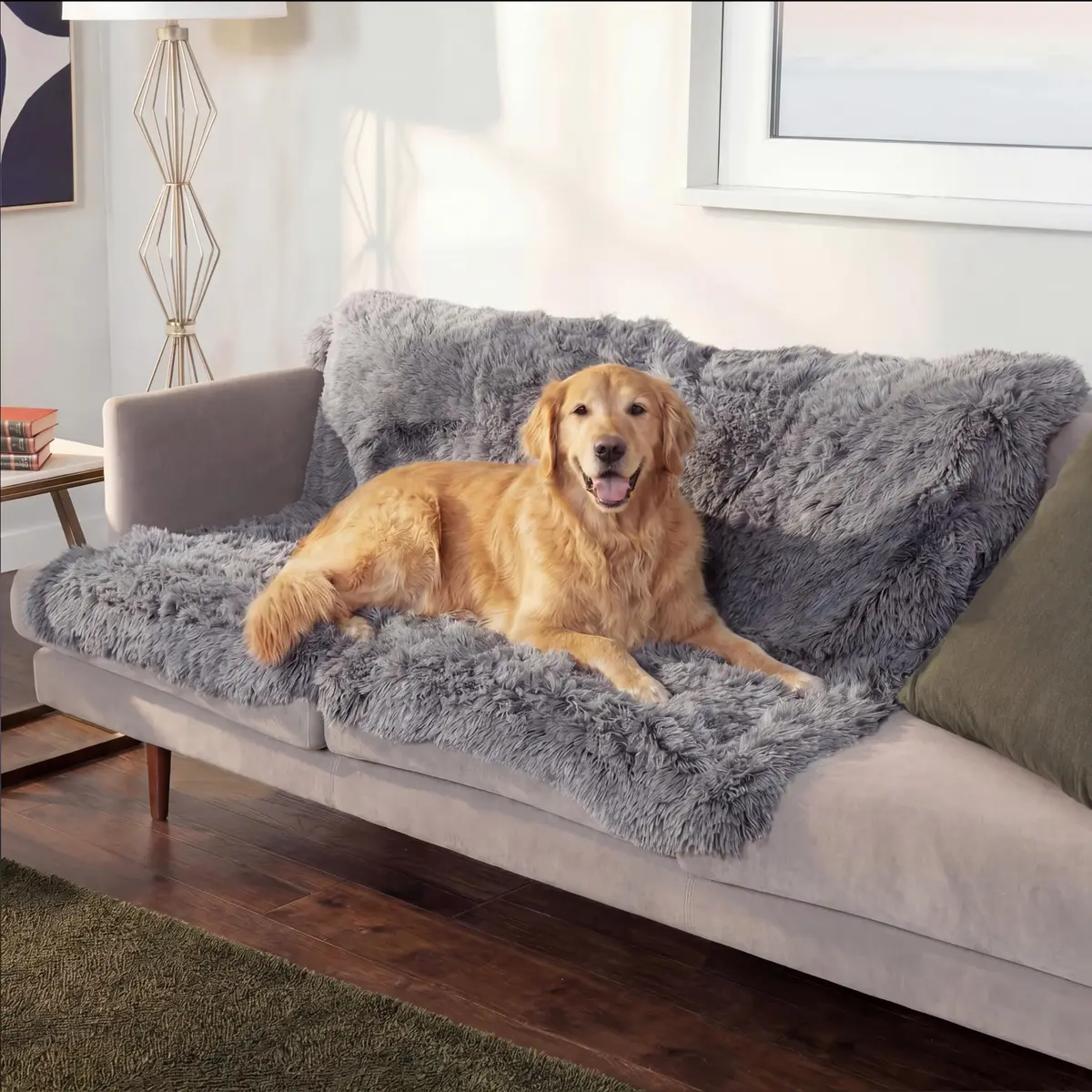 Furhaven Waterproof Pet Bed Mat Extra Large | Reversible Faux Fur & Velvet, Gray - view 8