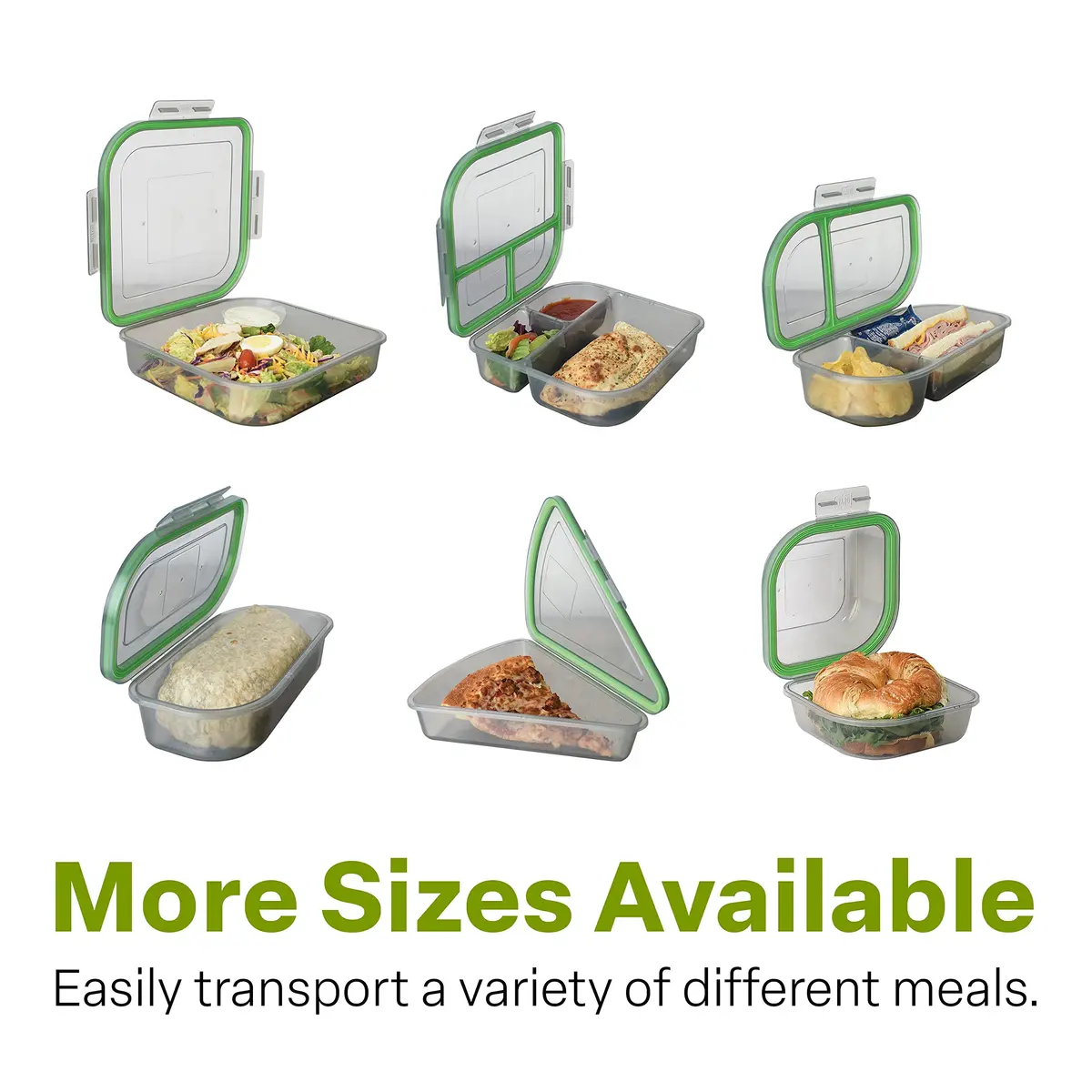 MyGo Container Large To-Go 3-Compartment Food Container 9.4" x 9.4" x 2.5" | Reusable, Microwave Safe NSF Certified - view 7