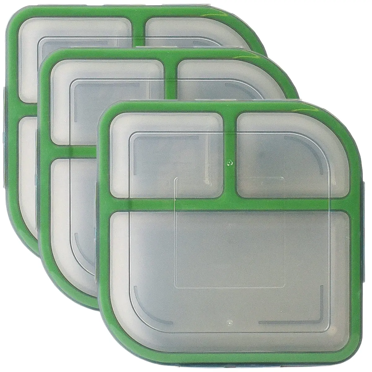 MyGo Container Large To-Go 3-Compartment Food Containers | Reusable Microwave Safe NSF Certified Smoke/Green - main product image