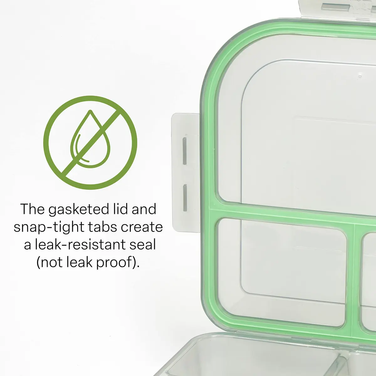 MyGo Container Large To-Go 3-Compartment Food Containers | Reusable Microwave Safe NSF Certified Smoke/Green - view 5