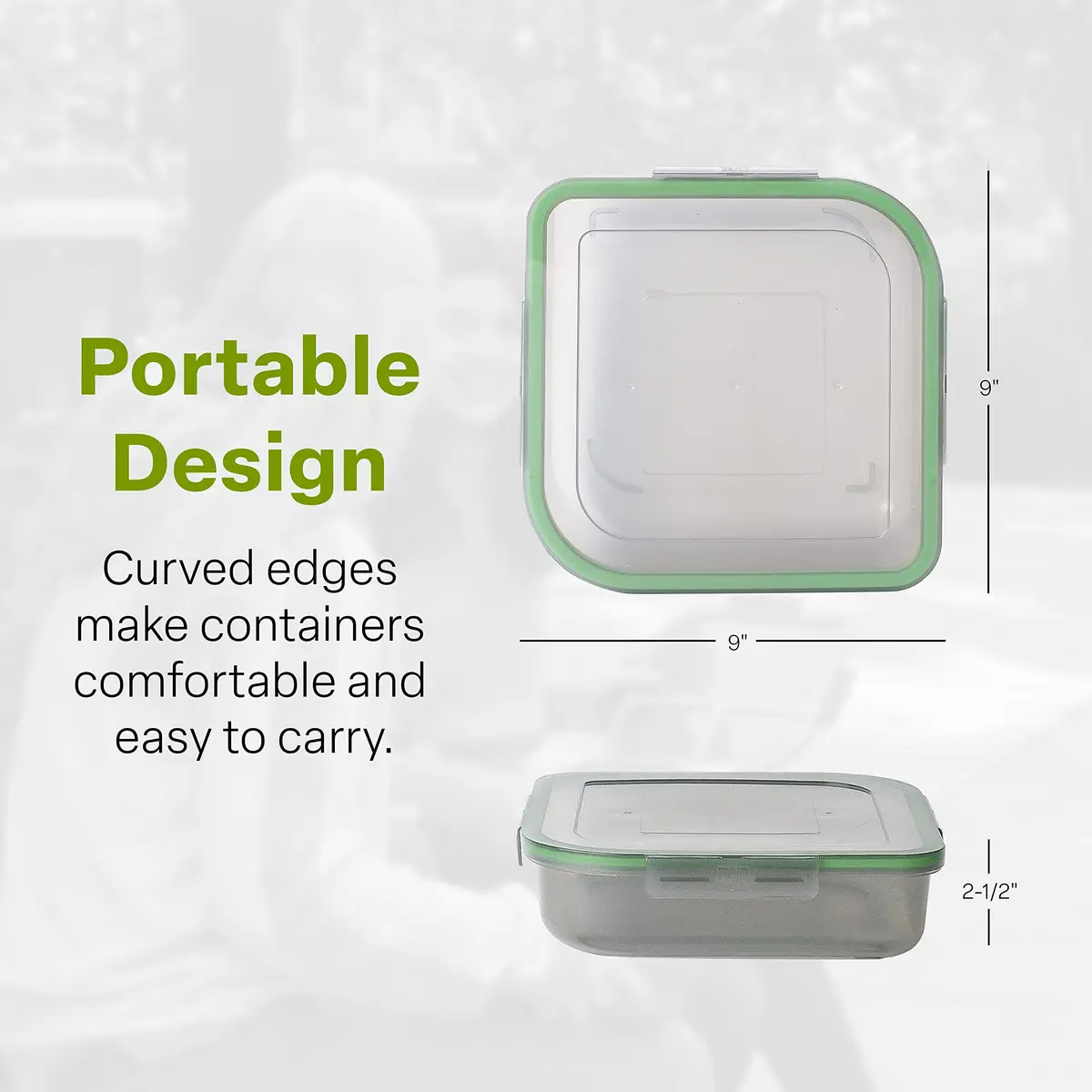 MyGo Container Large To-Go Single Compartment Container 9"x 9" x 2.5" | Reusable Microwave Safe NSF Certified - view 2