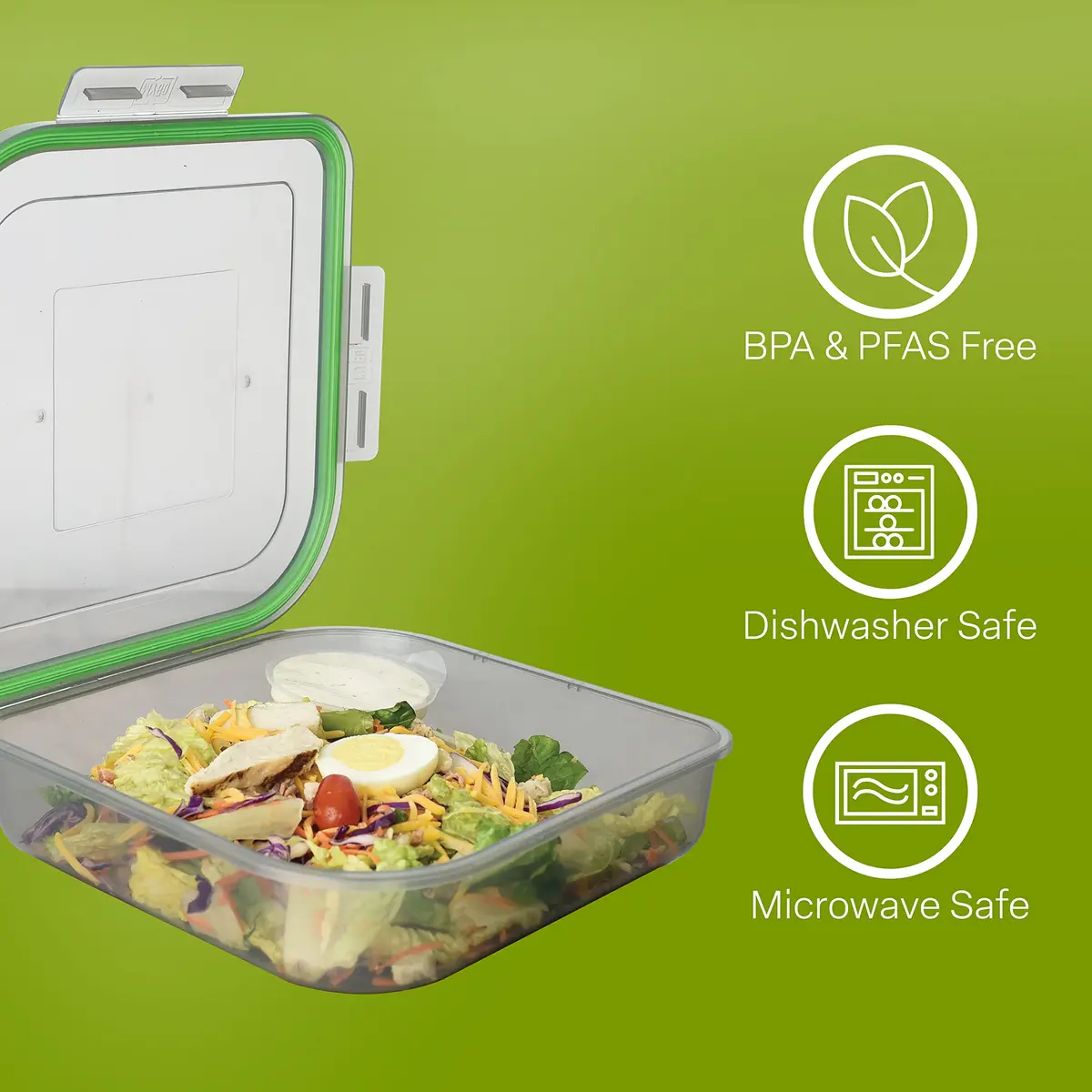 MyGo Container Large To-Go Single Compartment Container 9"x 9" x 2.5" | Reusable Microwave Safe NSF Certified - view 4