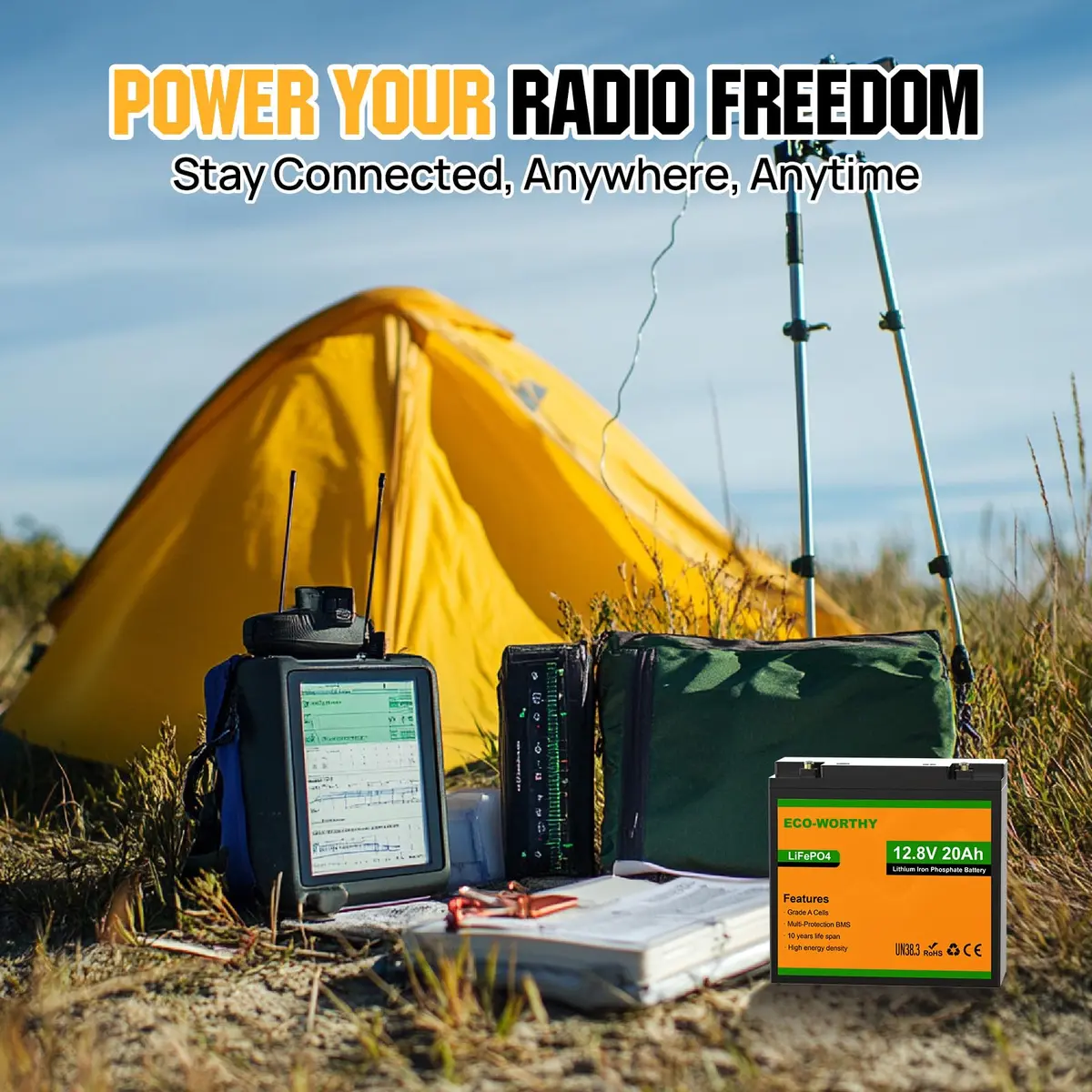ECO-WORTHY 12V 20Ah LiFePO4 Lithium Battery | Deep Cycle Rechargeable Power for Outdoors - view 4
