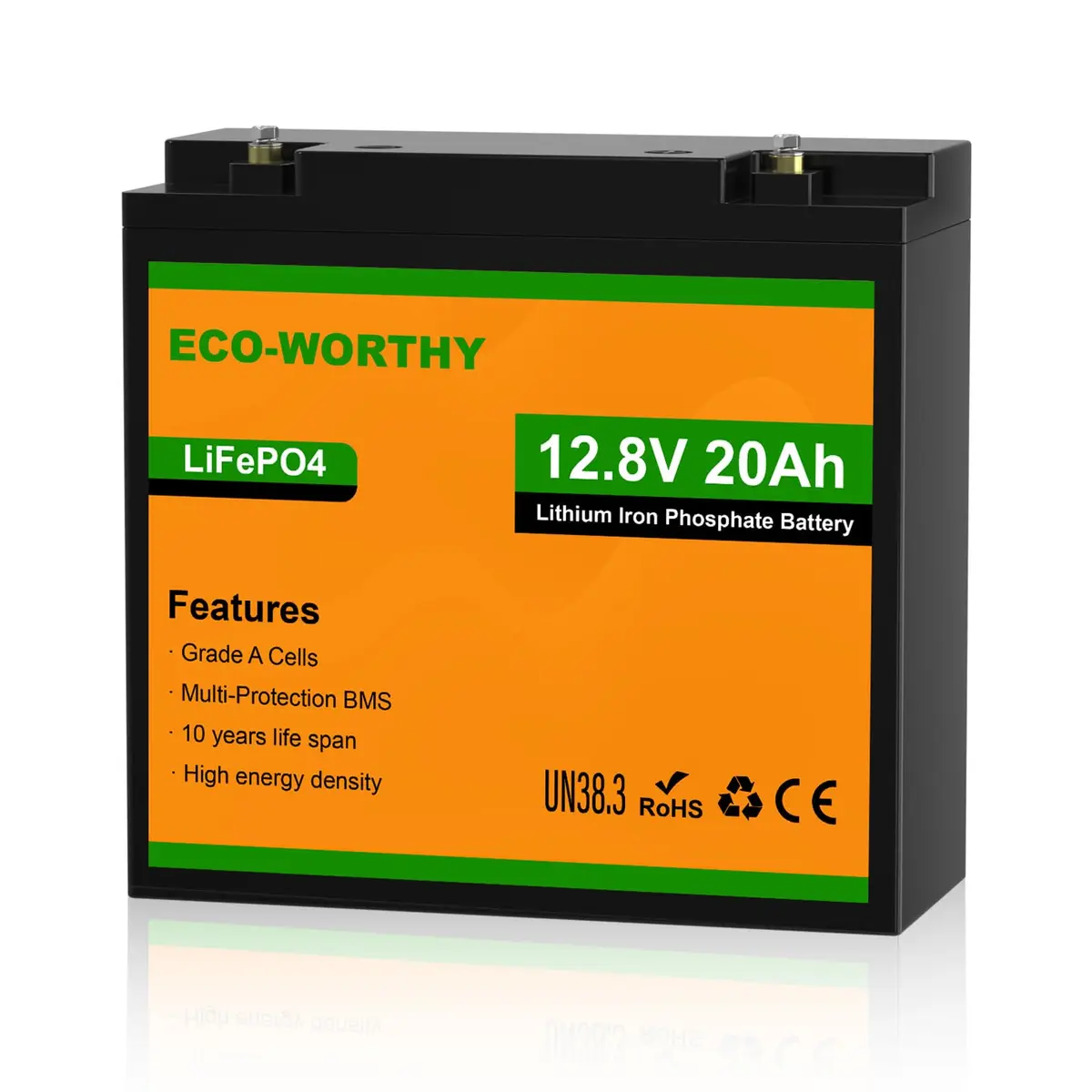 ECO-WORTHY 12V 20Ah LiFePO4 Lithium Battery | Deep Cycle Rechargeable Power for Outdoors - main product image