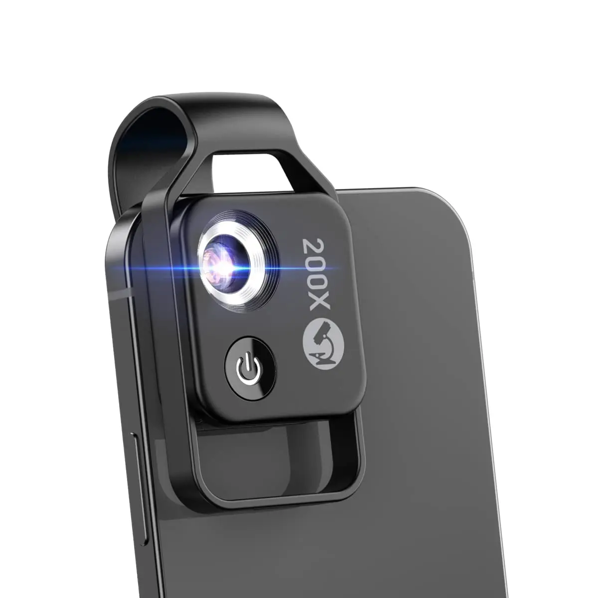 Evil eye 200X Phone Mini Pocket Microscope with LED Light/Universal Clip | Nano Zoom Portable Digital Microscope for Smartphone (Black 200X with CPL) - main product image