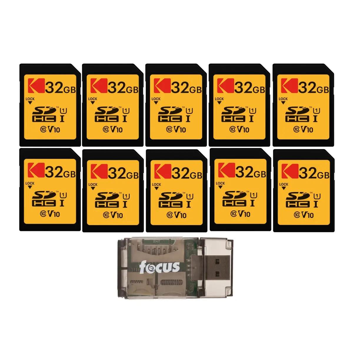 Kodak 32GB SDHC Memory Card Bundle with USB 2.0 Card Reader | 10-Pack - main product image