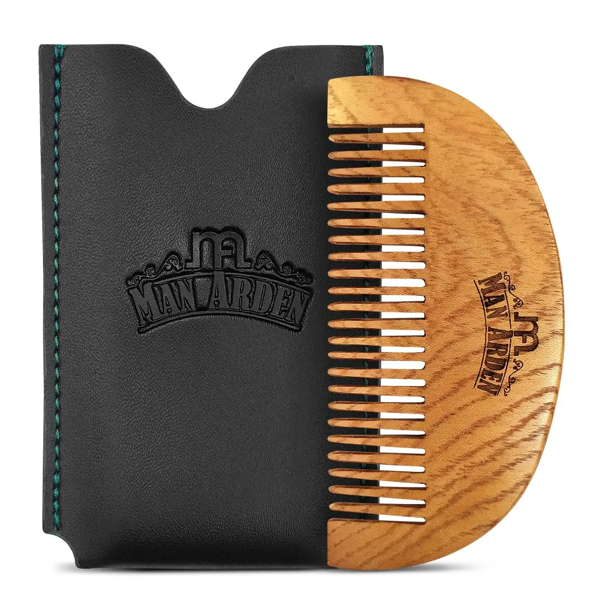 Man Arden Pure Neem Wooden Pocket Size Beard Comb with Faux Leather Pouch | Beard Styling on the Go - view 8