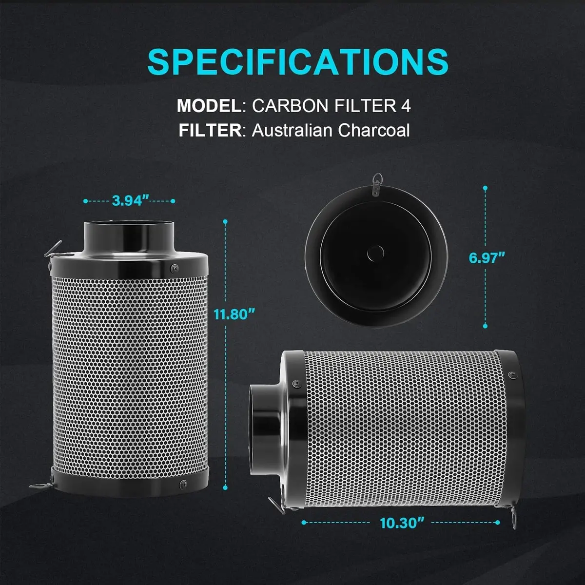 iPower 4 Inch 195 CFM Inline Ventilation Fan with Carbon Filter & Ducting | Grow Tent Air Circulation - view 3