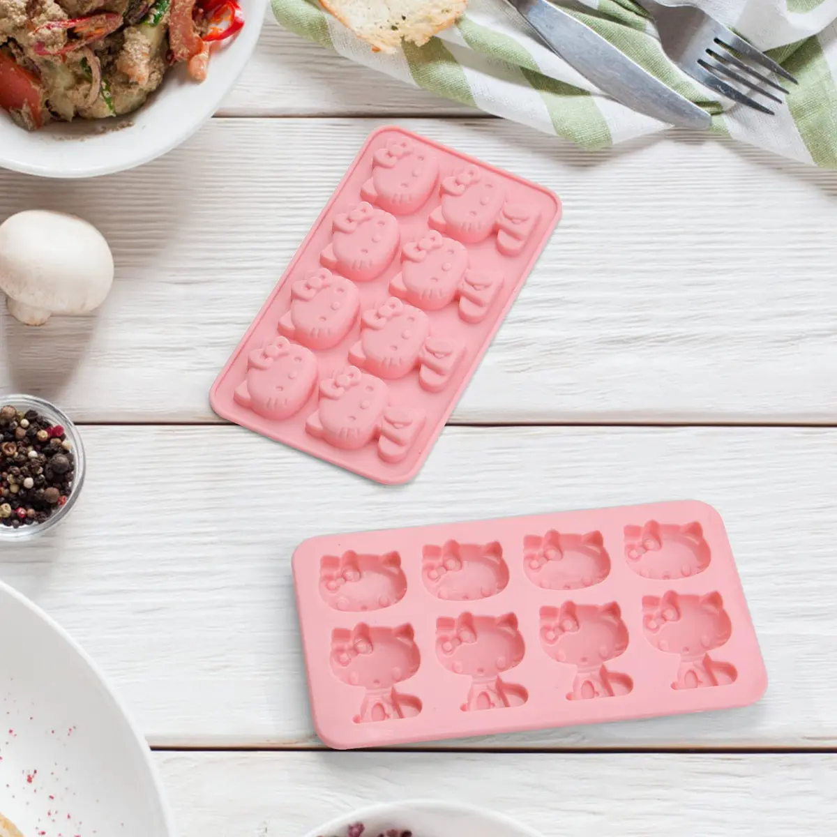 DC QZHMKJ PET Hello Kitty Silicone Mold 8 Cups | Food-Grade, BPA-Free, Temperature Resistant - view 6