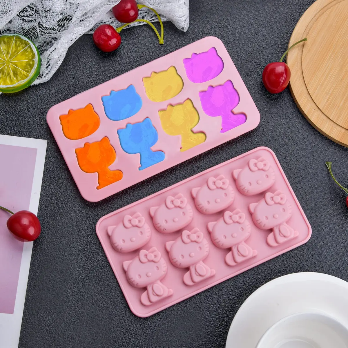 DC QZHMKJ PET Hello Kitty Silicone Mold 8 Cups | Food-Grade, BPA-Free, Temperature Resistant - view 3