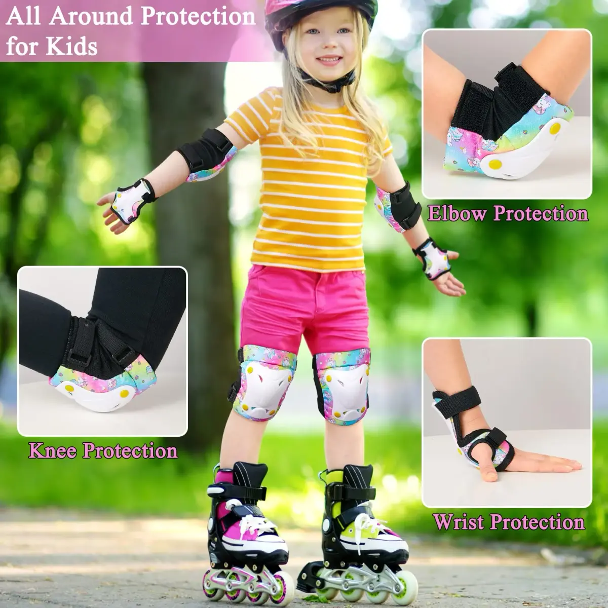 FIODAY Kids Protective Gear Set with Drawstring Bag | Small (3-8 Years, 36-77 lbs) - view 2