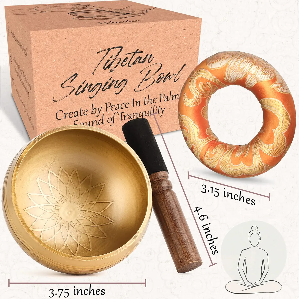 Relaehih Tibetan Singing Bowl Set 4 Inch (10.16 cm) | Authentic Nepal Handmade Meditation Chakra Sound Bowl - view 3