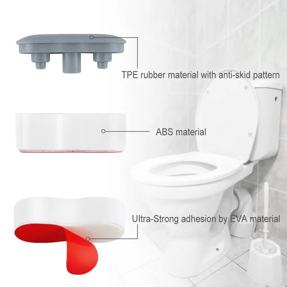 Maylanny Toilet Seat Buffer - Universal Bumpers, 5 pcs for Lid & 2 pcs for Tank, ABS+TPR, White/Red | Noise & Cushioning - view 3
