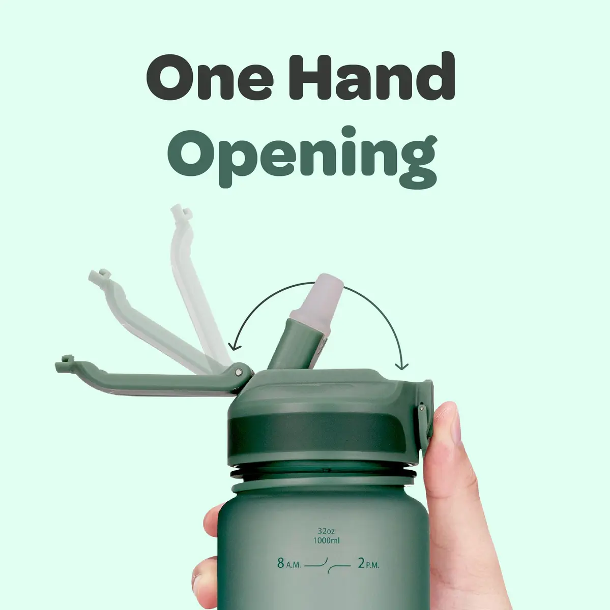 Hydracy Motivational Water Bottle with Time Marker and Straw Lid 32 oz | Leakproof, BPA-Free, 1000ml, Sport/fitness hydration - view 7